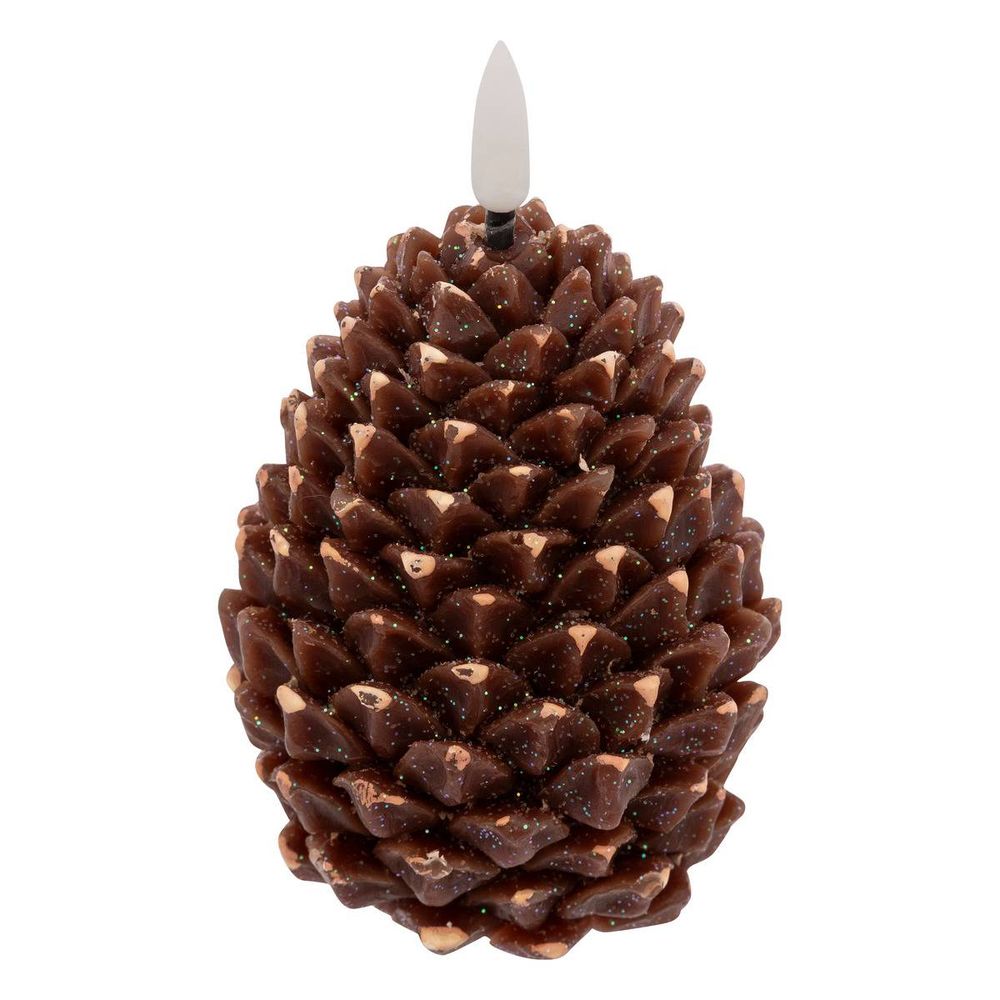 Bougie led pomme de pin h.13cm marron