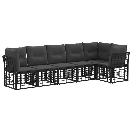 Ensemble de canapé de jardin 6 pcs noir polyrotin