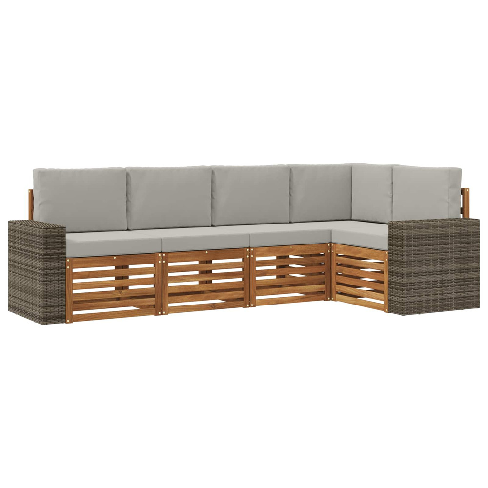 Ensemble de canapé d'angle 5 pcs naturel et gris clair