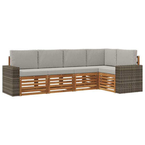 Ensemble de canapé d'angle 5 pcs naturel et gris clair
