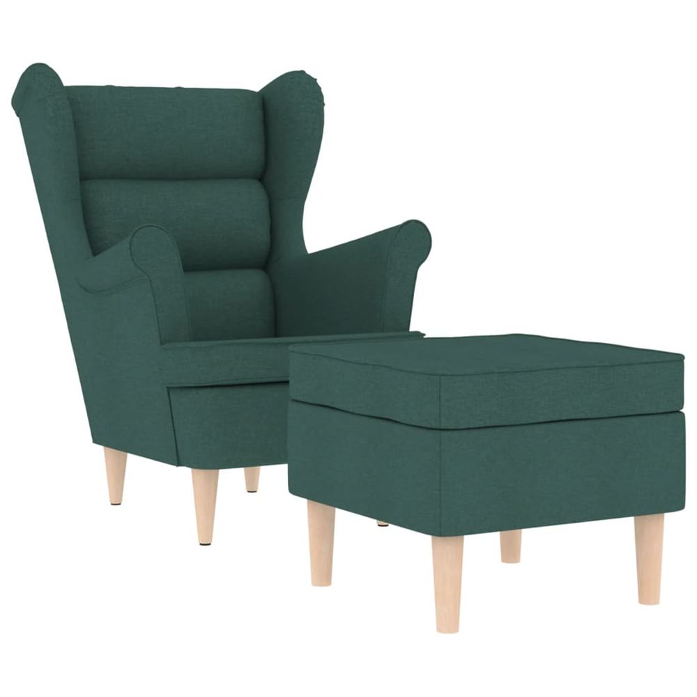 Fauteuil avec repose-pied vert foncé tissu