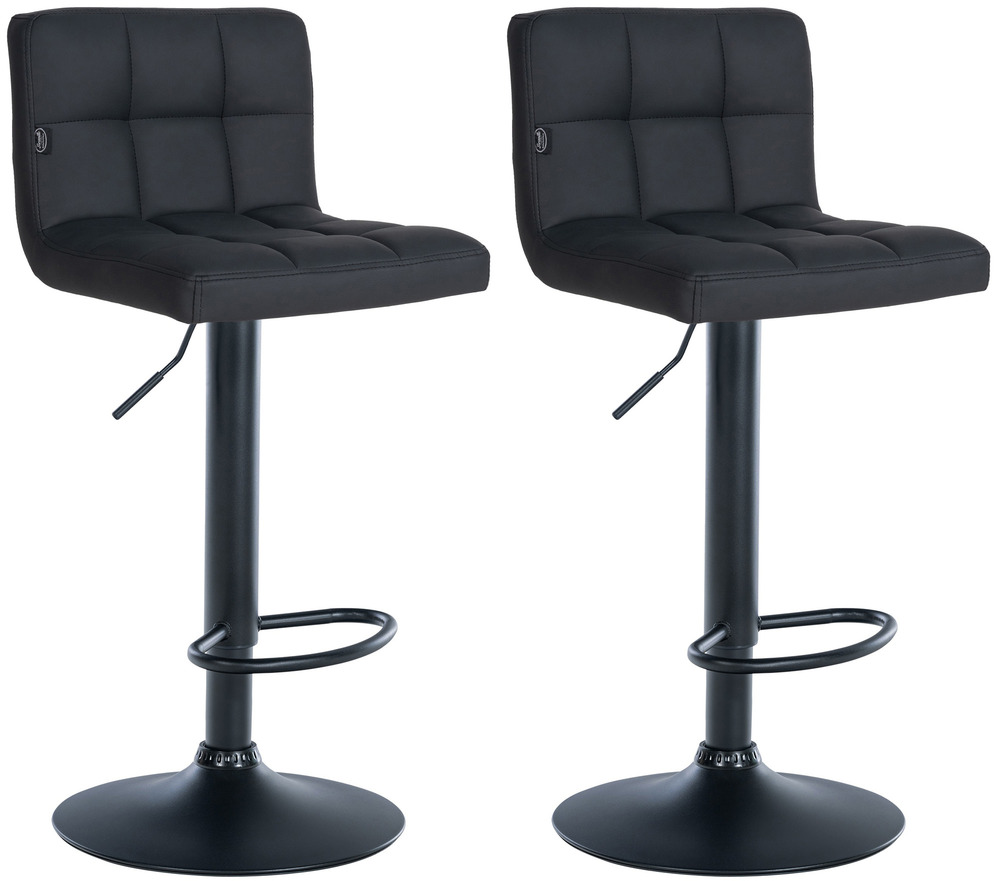 Lot de 2 tabourets de bar feni simili cuir noir