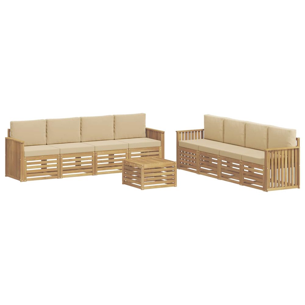 Ensemble de canapés d'extérieur 9 pc blanc et beige polyester