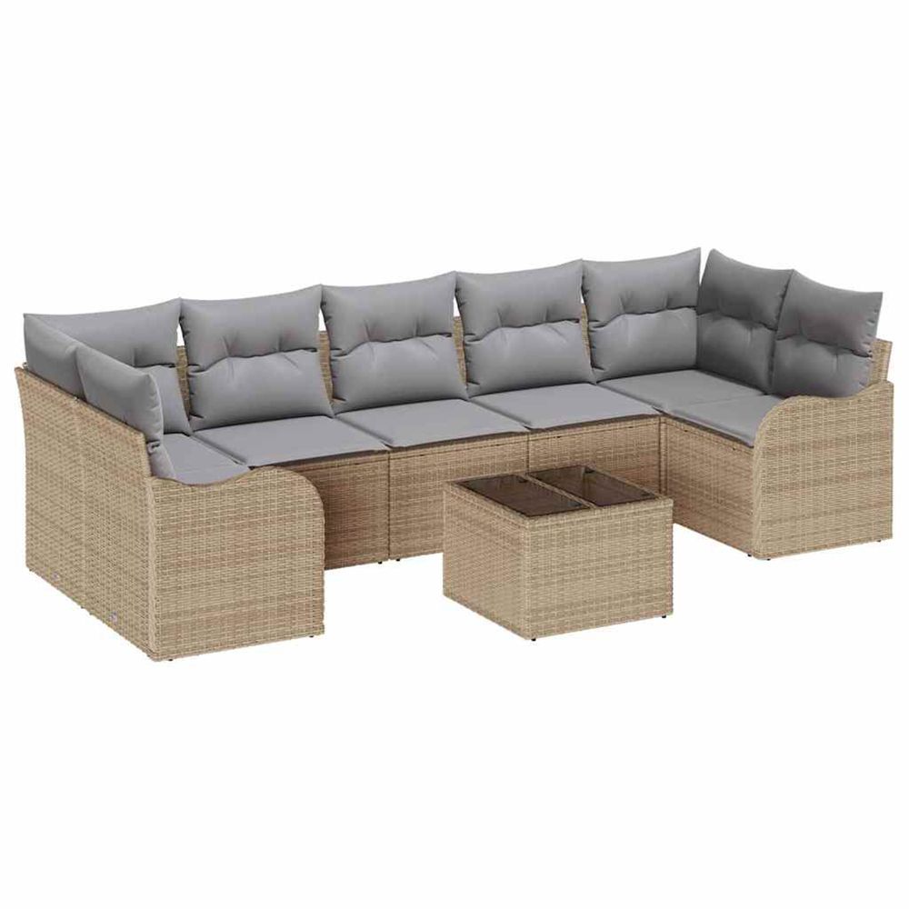 Ensemble de canapé de jardin 8 pièces 7-nombre de places beige