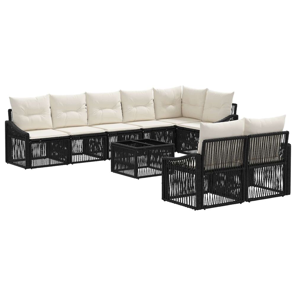 Ensemble de canapé de jardin 9 pc noir polyrotin