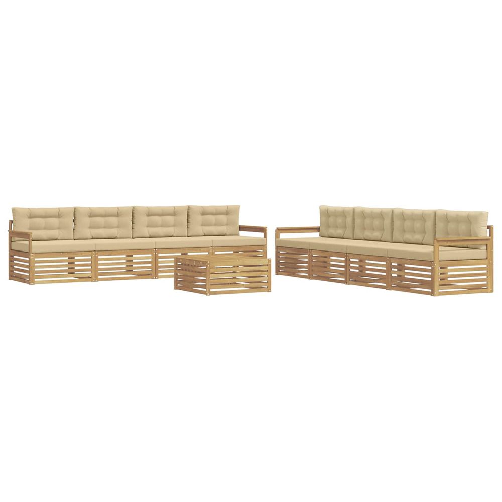 Ensemble de canapés d'extérieur 9 pc blanc et beige polyester