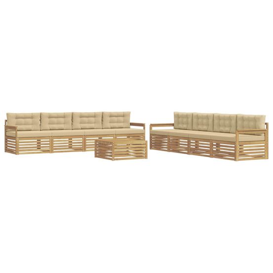 Ensemble de canapés d'extérieur 9 pc blanc et beige polyester