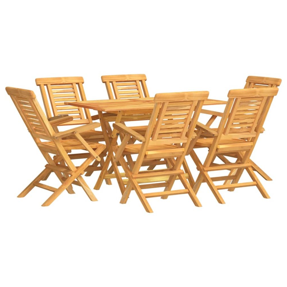 Ensemble à manger de jardin 7 pcs bois de teck solide