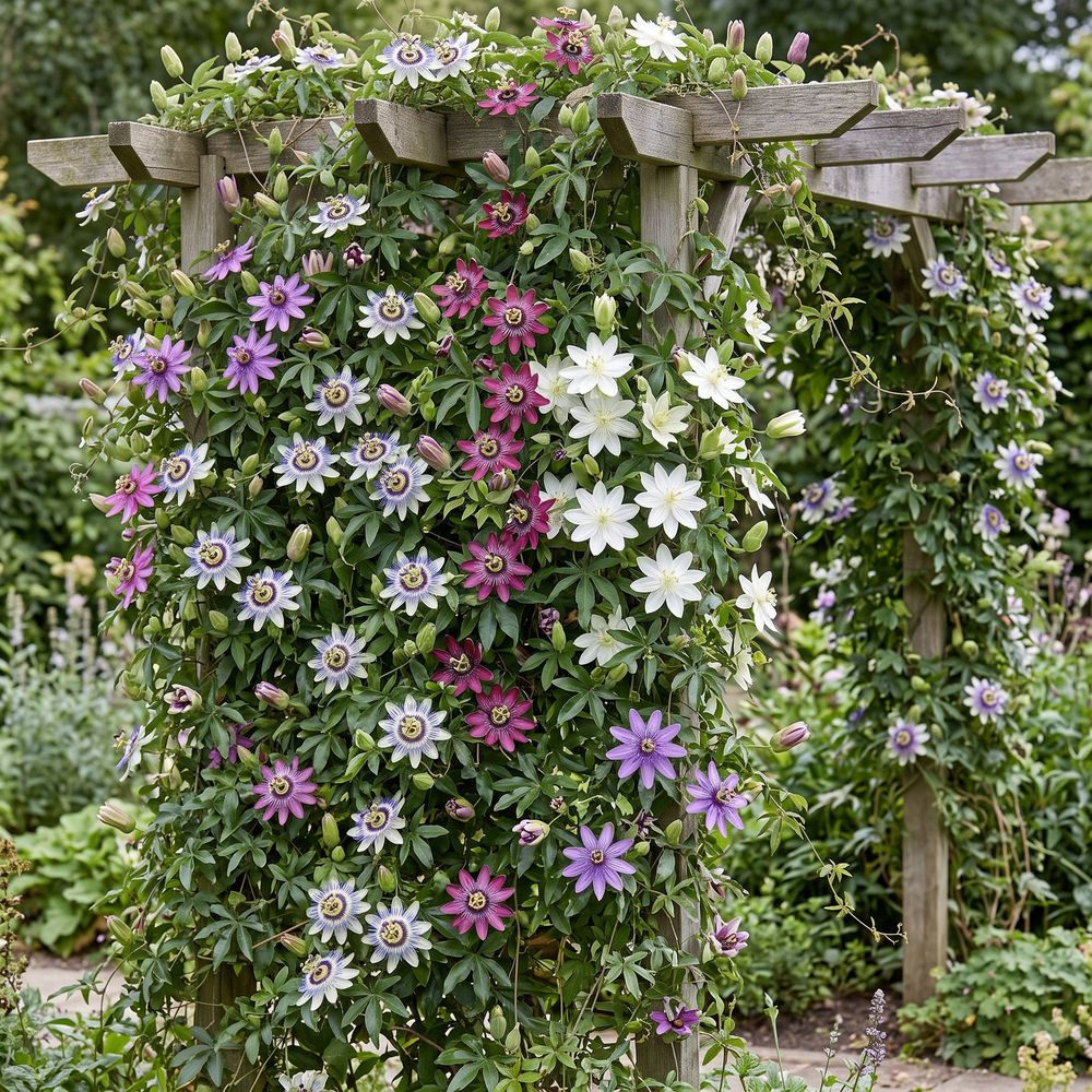 Passiflore rainbow en mélange de couleurs - grimpantes fleuries - plante d'extérieur - lot de 12