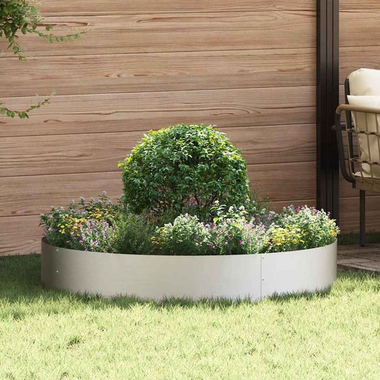 Lot de 5 cercles de jardin modernes en acier inoxydable design minimaliste pour aménagement paysager argent ø120cm