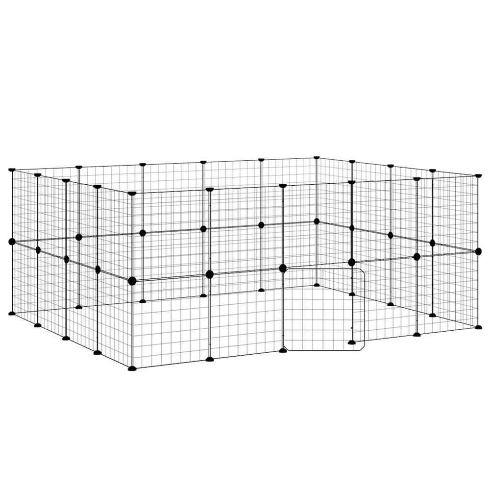 Cage animaux de compagnie à 36 panneaux et porte noir 175x140x70 cm