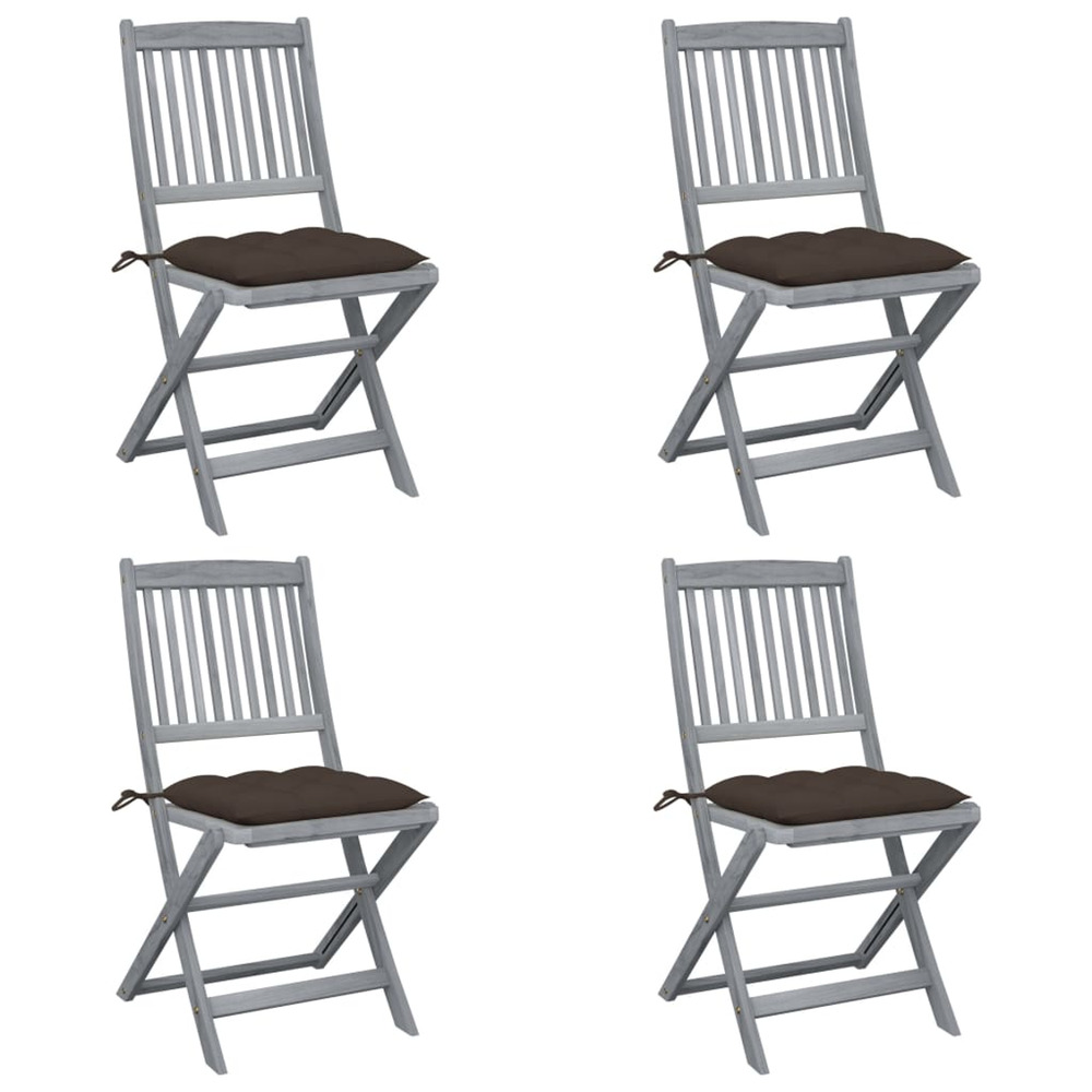 Chaises pliables d'extérieur lot de 4 et coussins bois d'acacia