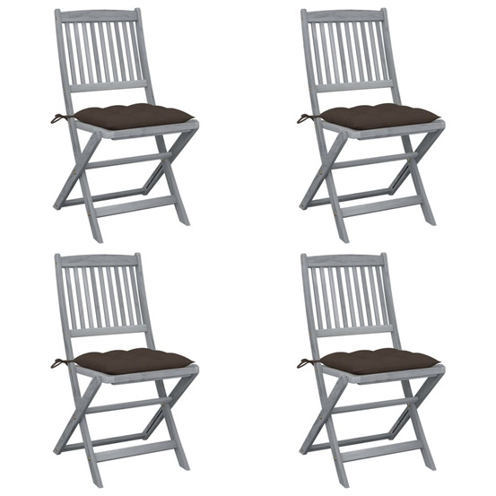 Chaises pliables d'extérieur lot de 4 et coussins bois d'acacia