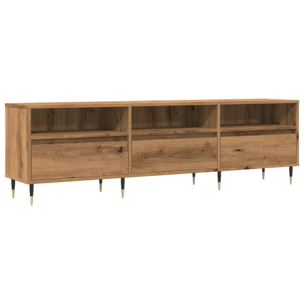 Meuble tv chêne artisanal 150x30x44,5 cm bois d'ingénierie