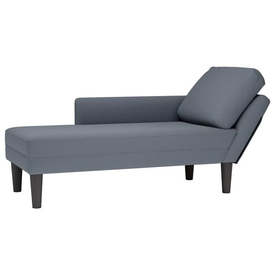 Fauteuil long et coussin et accoudoir droit gris foncé velours