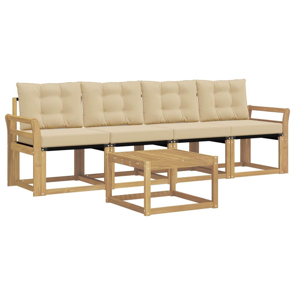 Ensemble de canapés d'extérieur 5 pc blanc et beige