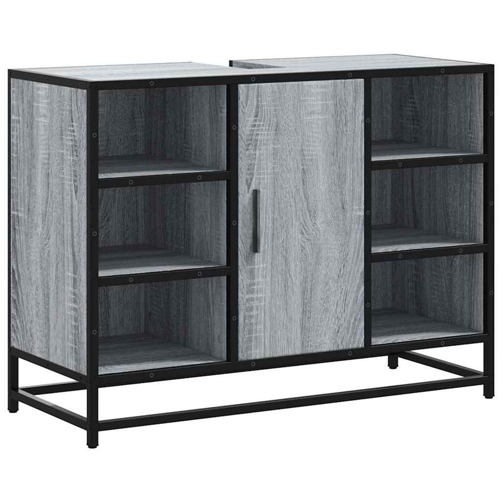 Armoire lavabo de salle de bain sonoma gris bois d'ingénierie