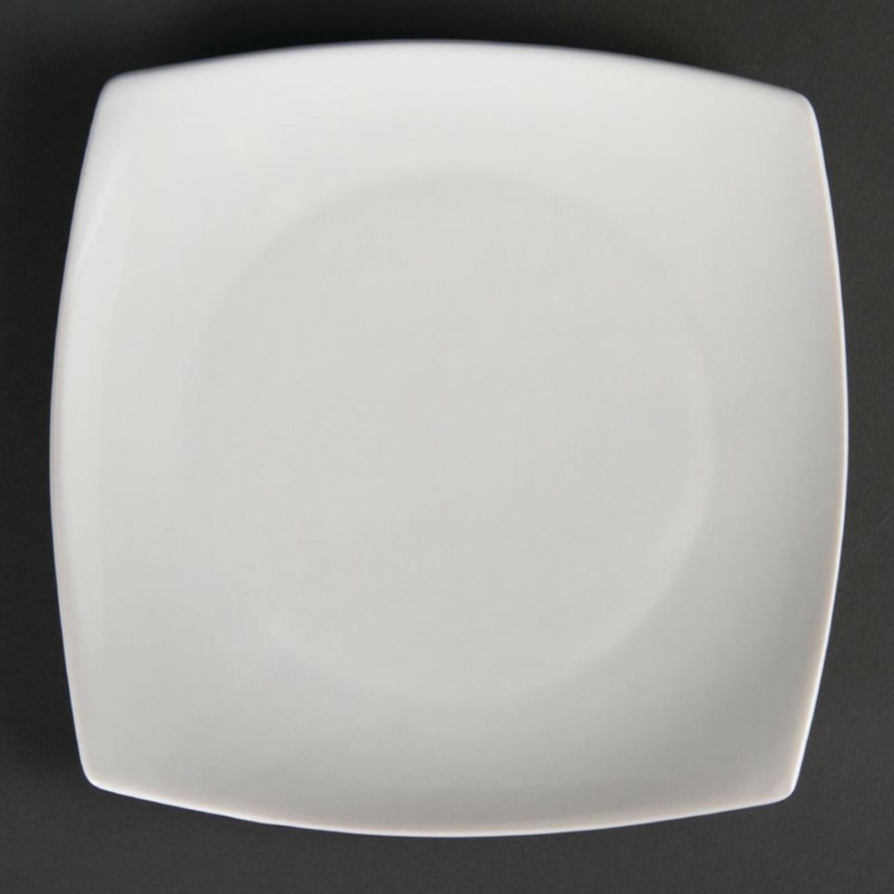 Assiettes carrées bords arrondis blanches 240(l)mm lot de 12 olympia