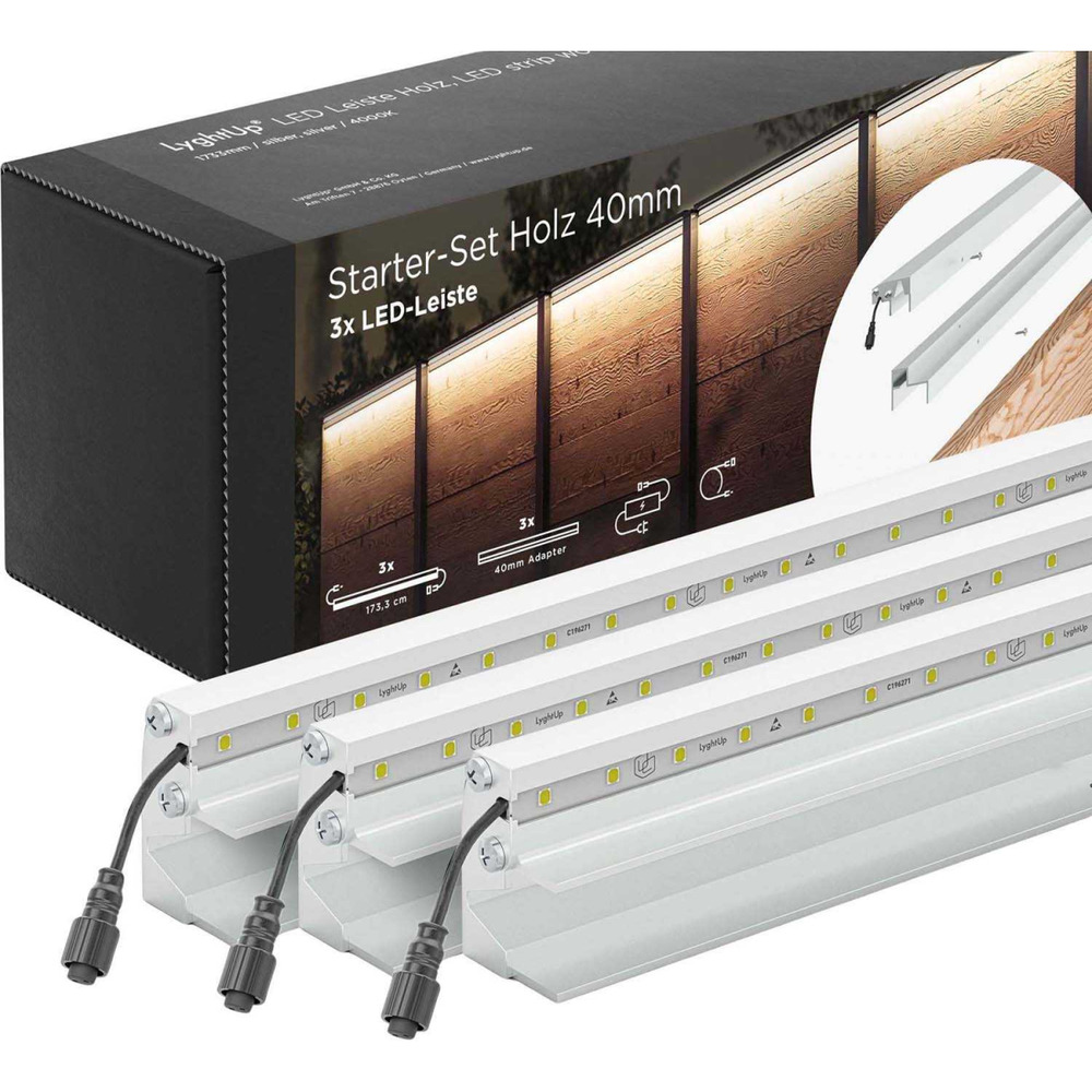 Set 3 barettes lumineuses transformateur et prolongateur pour clôture en bois 1.