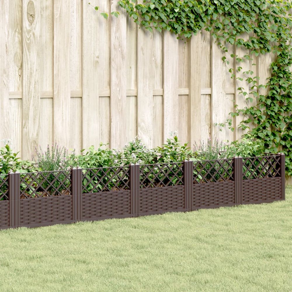Carré potager surélevé modulable en pp aspect rotin pour jardin et potager marron 363.5cm