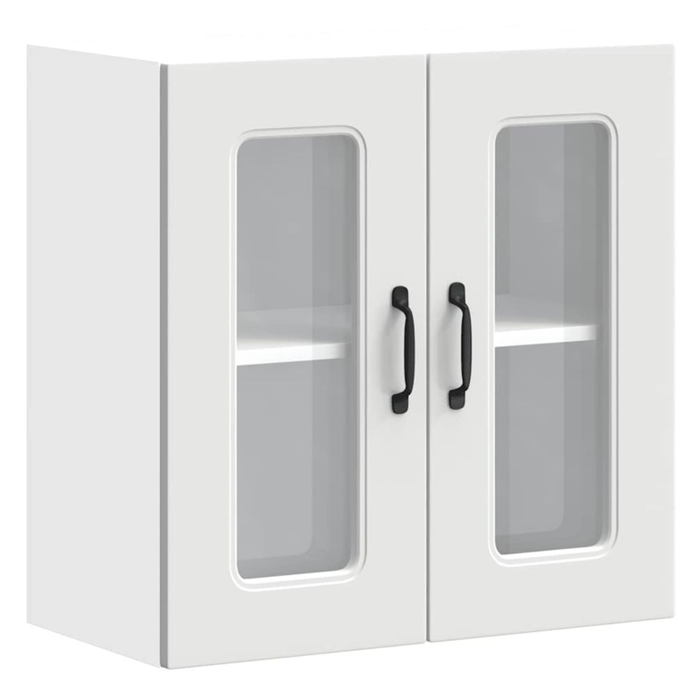 Armoire murale de cuisine avec porte en verre kalmar blanc