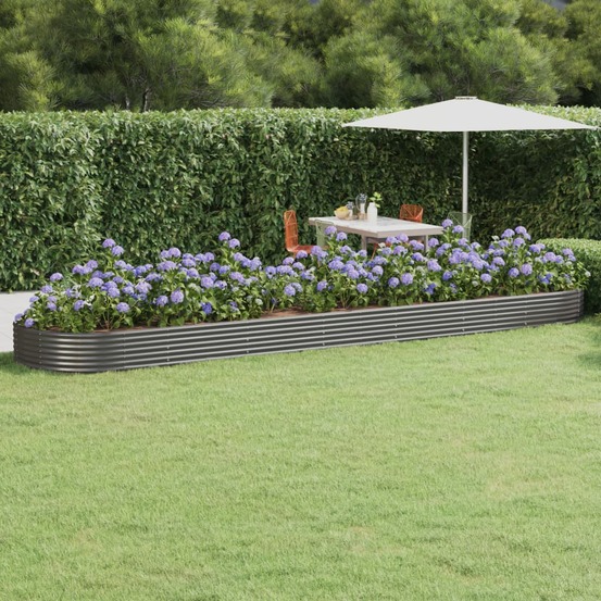 Lit surélevé de jardin acier galvanisé 600x140x36cm gris