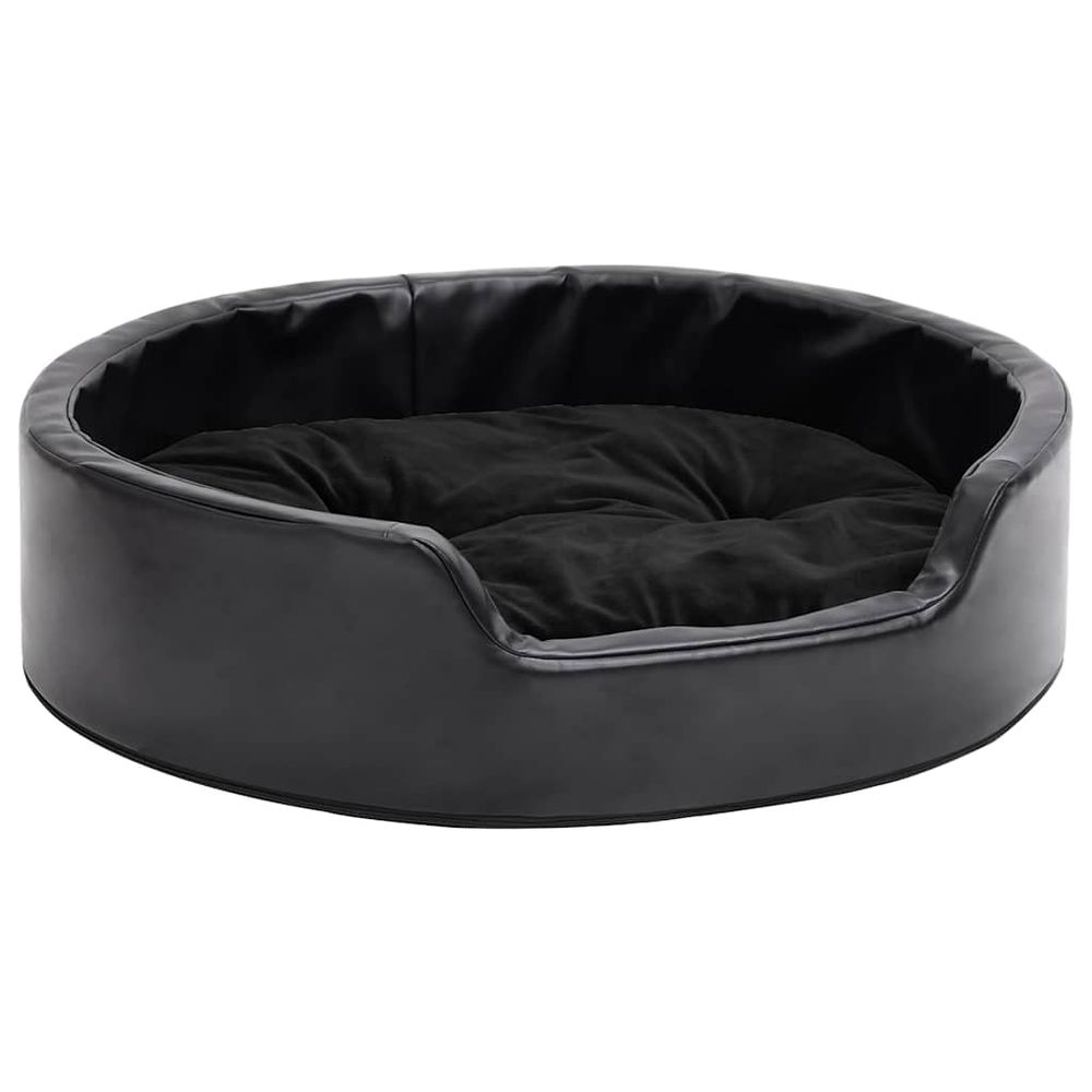 Lit pour chiens noir 69x59x19 cm peluche et similicuir