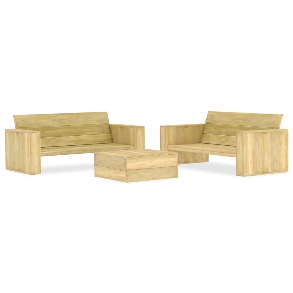 Salon de jardin 3 pcs bois de pin imprégné
