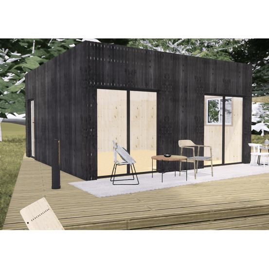 Studio de jardin 4 saisons en bois 5,5 x 5,7 x 3,2 m / isolation re2020 avec plancher isolé / menuiseries alu k-line