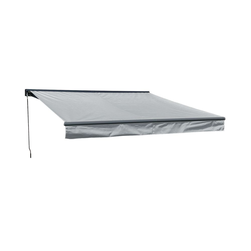 Store banne saule 3,5 × 3m avec semi-coffre - toile grise et structure grise