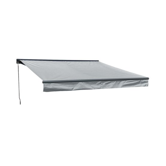 Store banne saule 3,5 × 3m avec semi-coffre - toile grise et structure grise