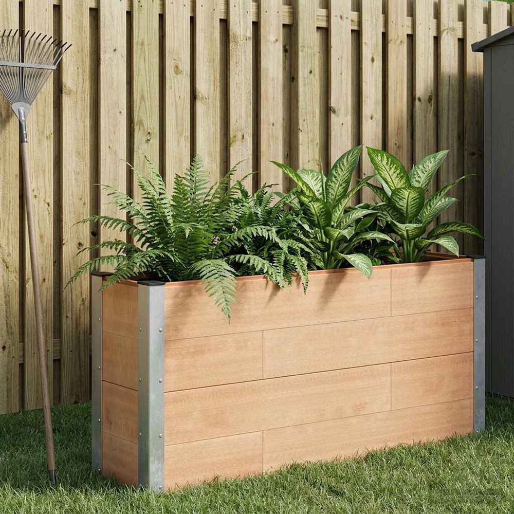 Jardinière étroite wpc aluminium pour séparation terrasse potager 150cm
