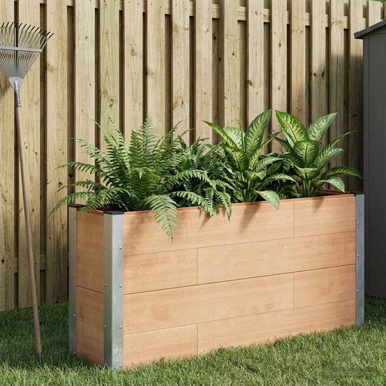Jardinière étroite wpc aluminium pour séparation terrasse potager 150cm