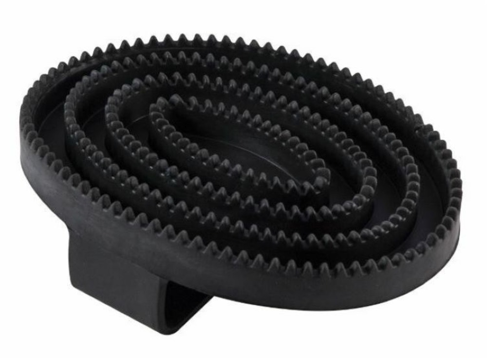 Etrille ovale caoutchouc avec poignée