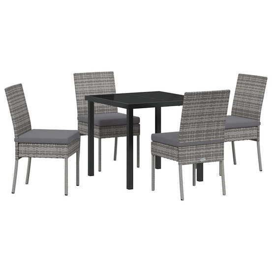 Ensemble de salle à manger pour jardin 5 pcs gris poly rotin