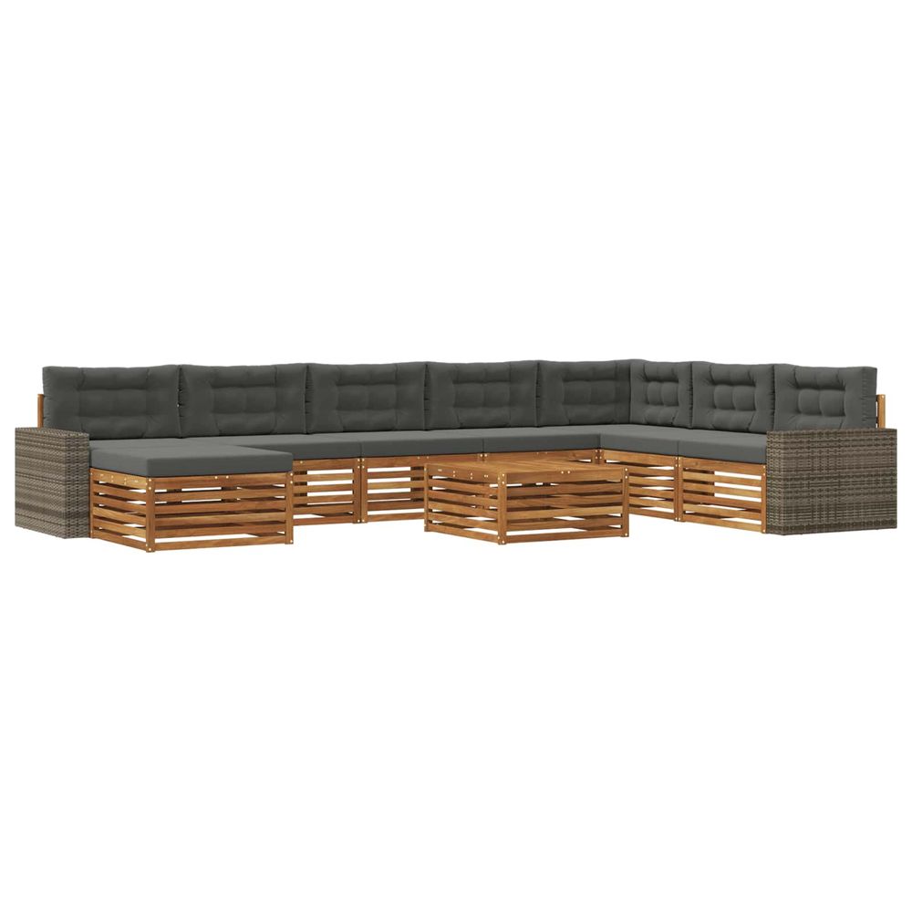 Ensemble de canapés d'extérieur 9 pc naturel et anthracite