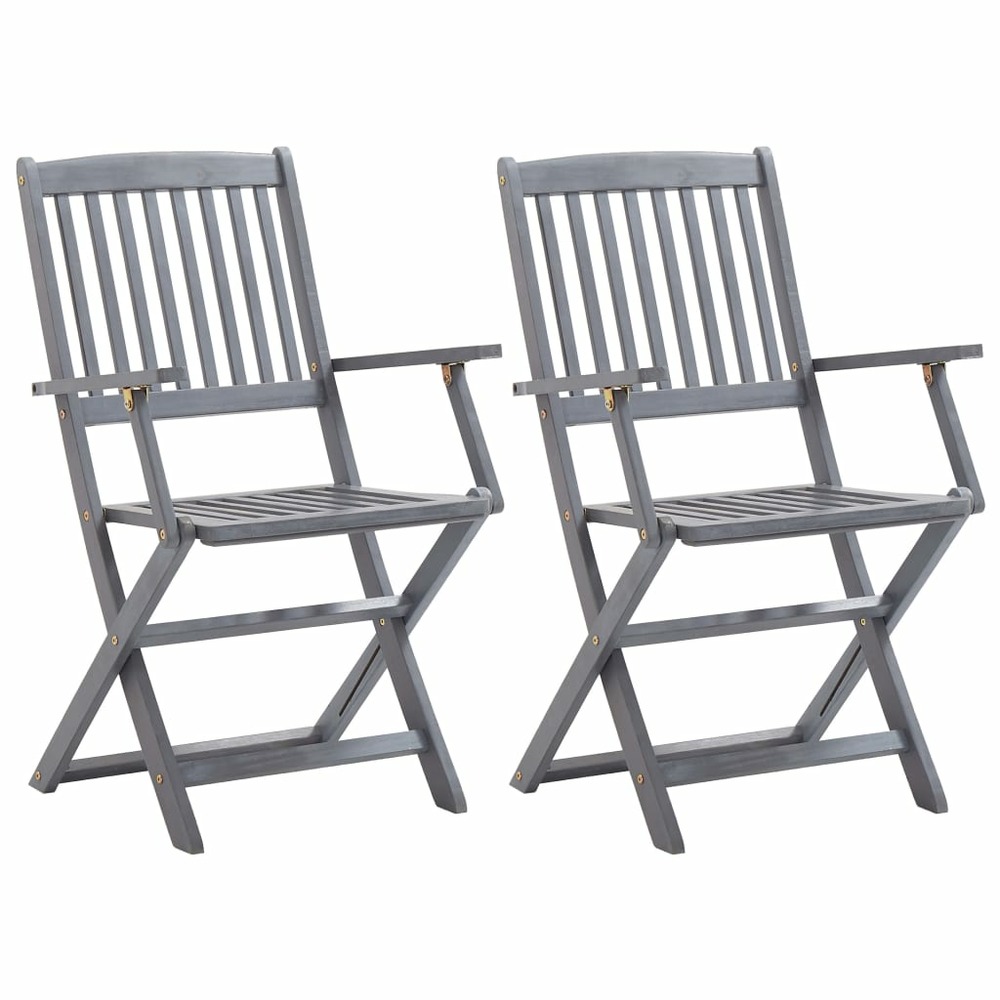 Chaises pliables d'extérieur lot de 2 et coussins bois d'acacia