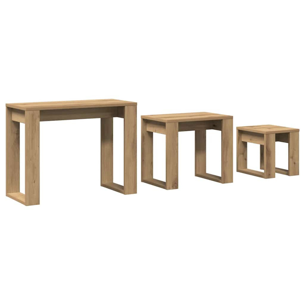 Tables gigognes 3 pcs chêne artisanal bois d'ingénierie