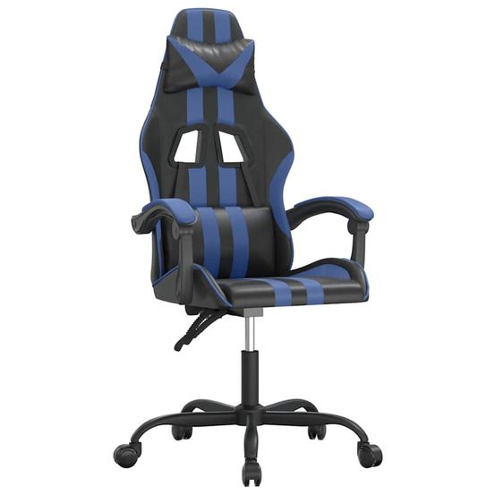 Chaise de jeu pivotante noir et bleu similicuir