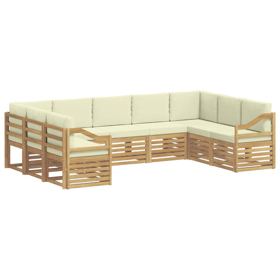 Ensemble de canapé d'angle 9 pcs blanc et crème polyester
