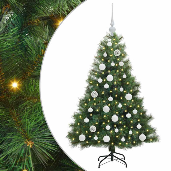 Sapin de noël artificiel avec 150 led vert 120 cm pe et pvc