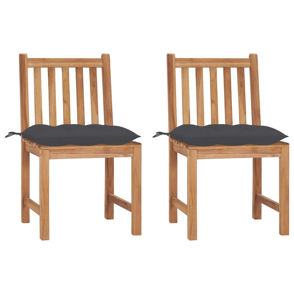 Chaises de jardin lot de 2 avec coussins bois de teck massif