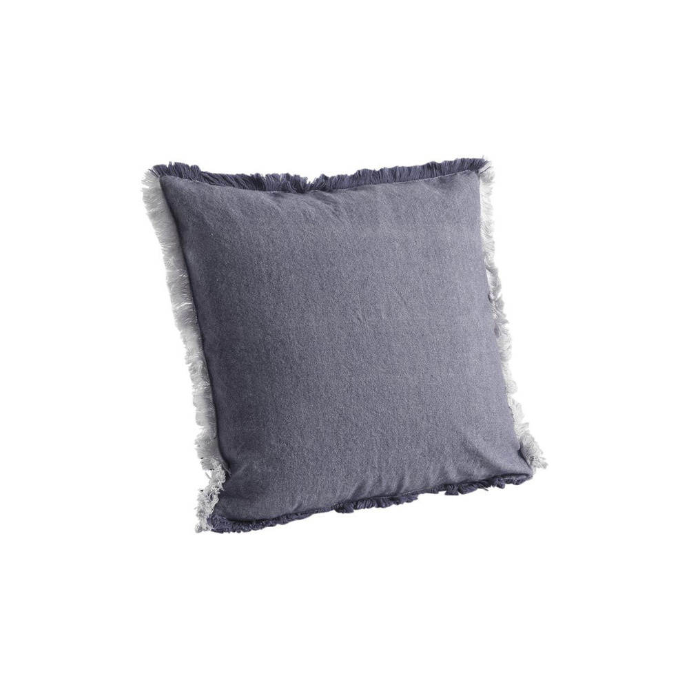 Coussin en coton avec franges gris