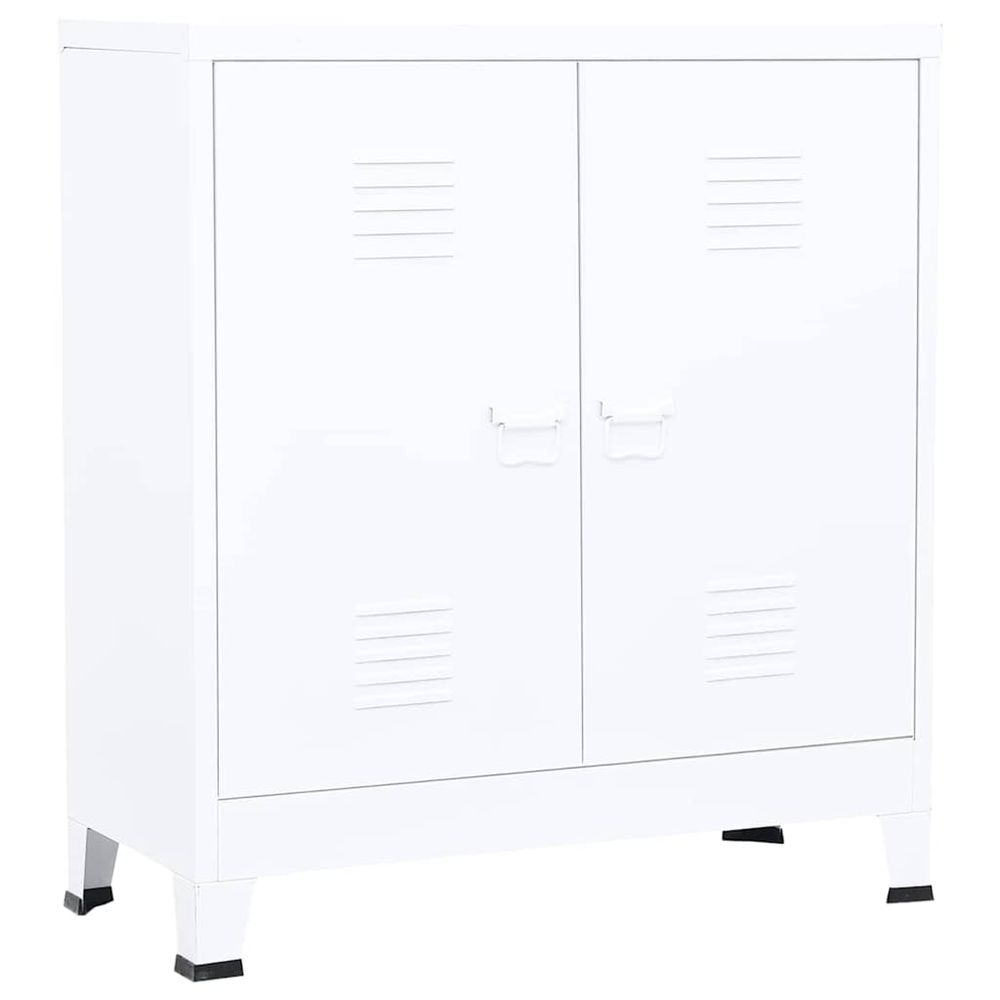 Coffre de rangement industriel blanc 90x40x100 cm acier
