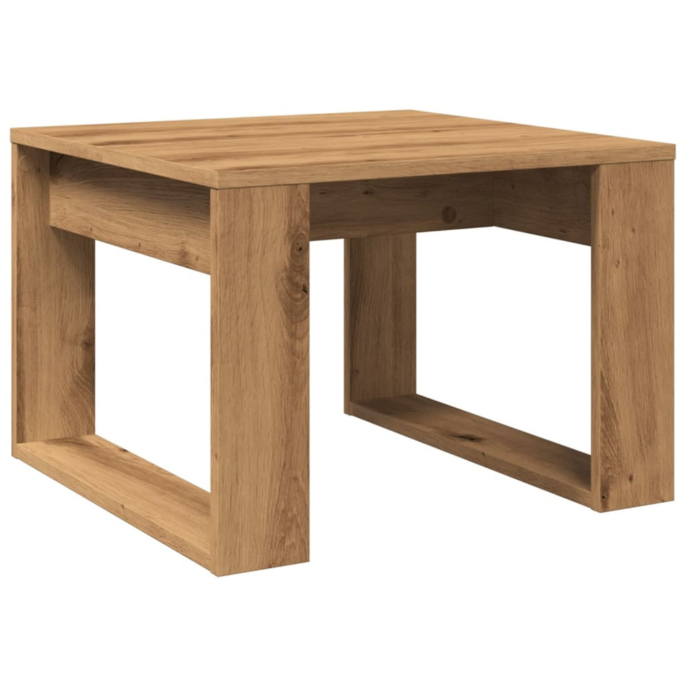 Table d'appoint chêne artisanal 50x50x35 cm bois d'ingénierie