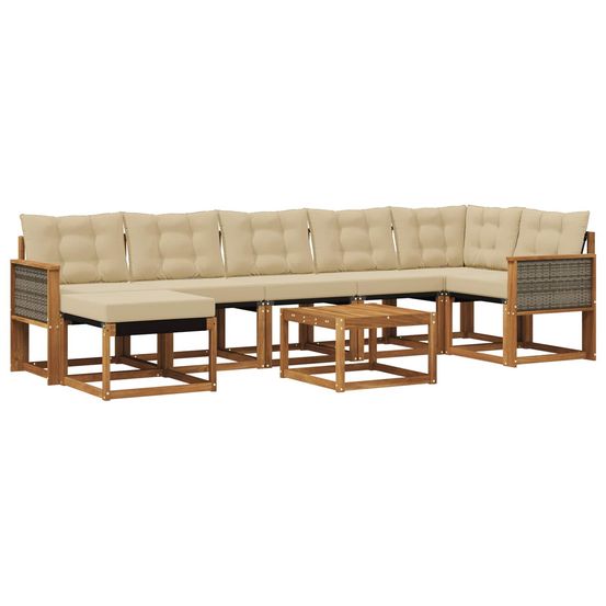 Ensemble de canapés d'extérieur 8 pc naturel et beige