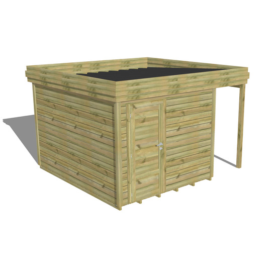 Abri de jardin bois pin traité autoclave 27mm - 3,64x3,44m / 13m2 - bac acier - plancher bois