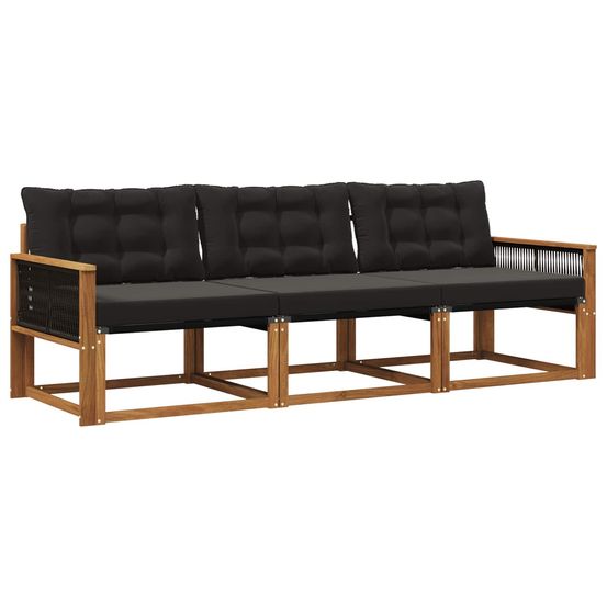 Ensemble de canapés d'extérieur 3 pc naturel et noir