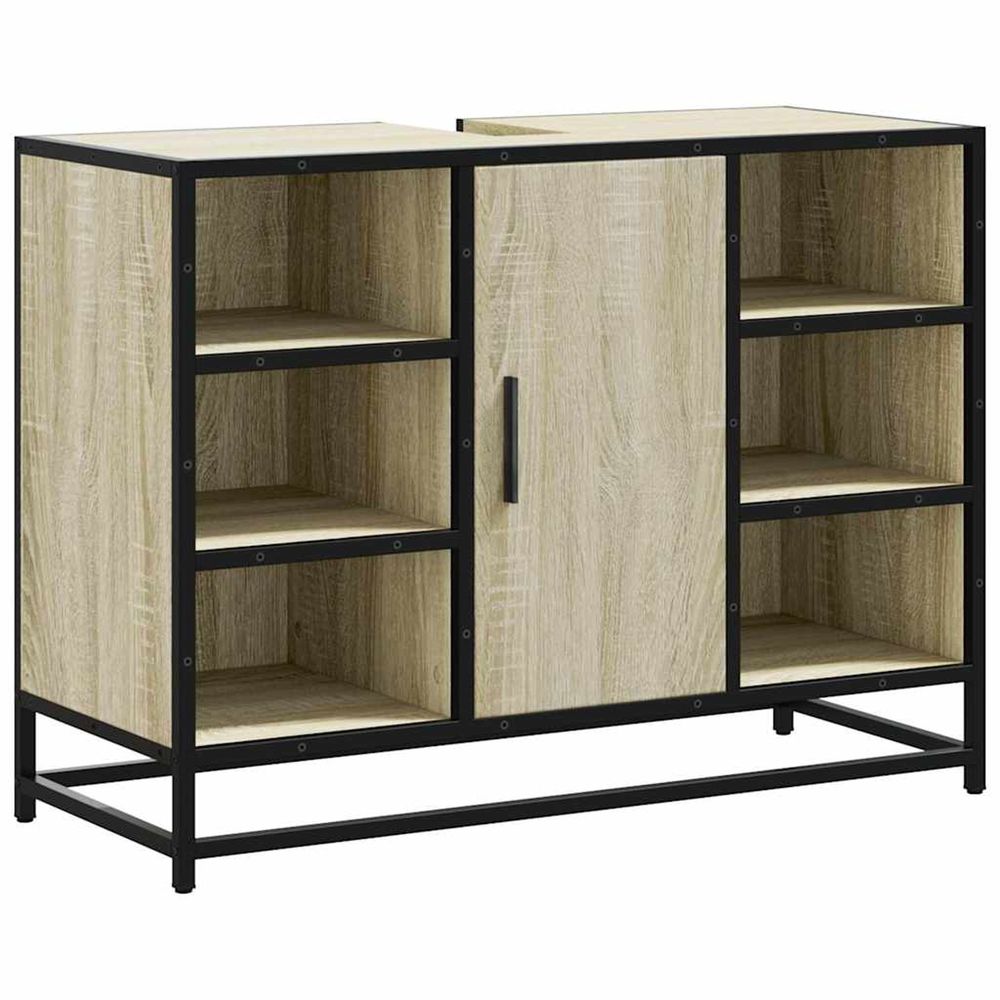 Meuble de salle de bain avec lavabo chêne sonoma 80 x 33 x 60 cm bois d'ingénierie