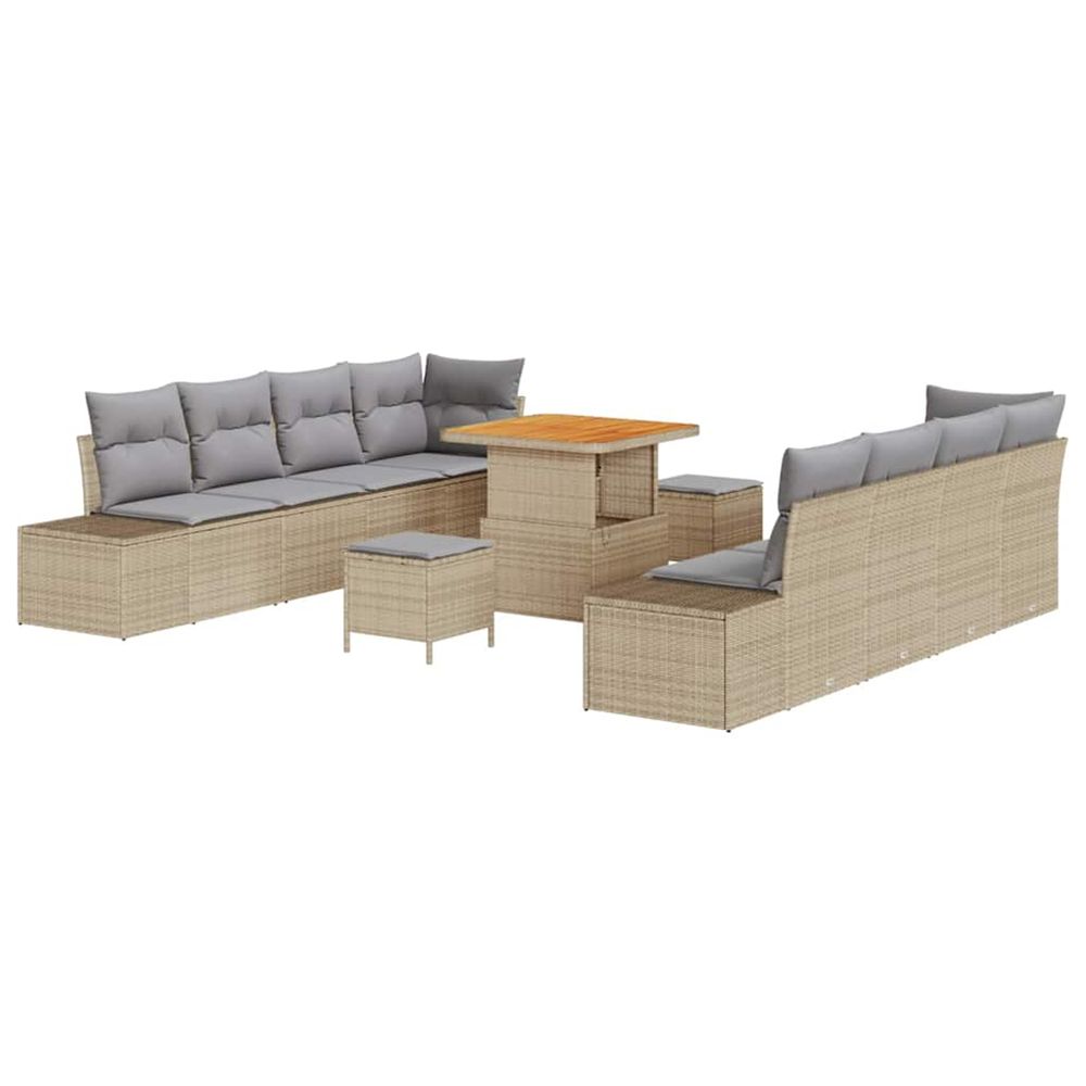 Ensemble de canapé de jardin 11 pc beige polyrotin